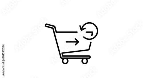 Shopping cart with refresh arrow icon, e-commerce concept, online shopping symbol