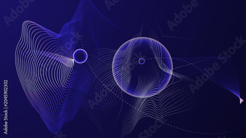 Принти на полотні High tech mapping, HUD dashboard, volumetric terrain mesh,  abstract blue backgr