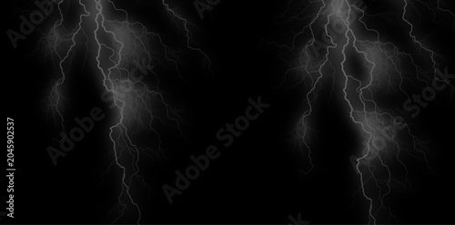 Lightning bolts on black background, electric storm