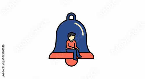 Man sitting on bell.