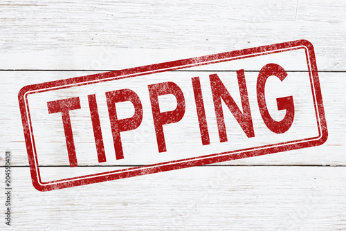 Slika na platnu Red distressed Tipping stamp on weathered wood for service industry