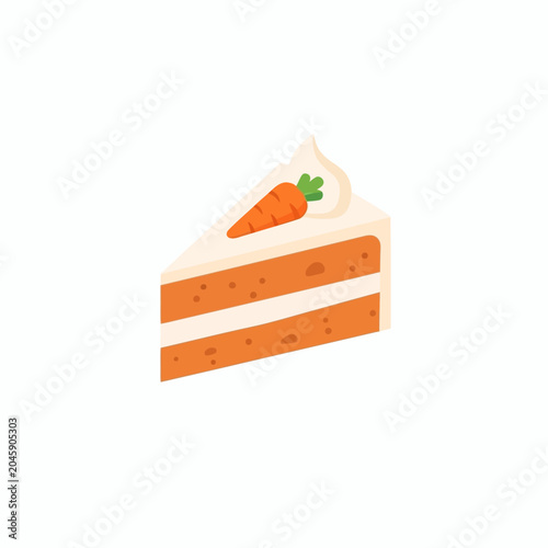 Delicious Carrot Cake Slice with Creamy Frosting and Fresh Carrot Garnish.