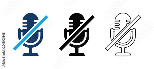 Obraz na płótnie Mute microphone icon set