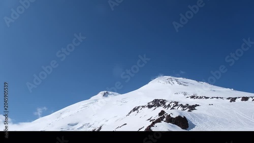 Two peaks of Elbrus, the Western peak and the Eastern peak in sunny weather, Russia