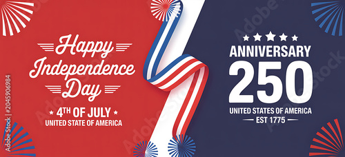Happy independence day USA 4th of July celebration with anniversary 250 united states of America Est 1775.