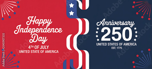 Happy independence day USA 4th of July celebration with anniversary 250 united states of America Est 1775.
