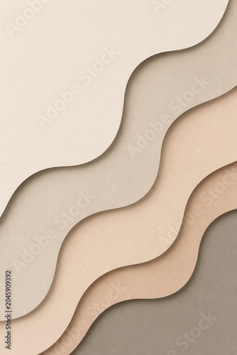 Obraz na plátne Abstract paper cut background with vertical wavy layers in earth tones