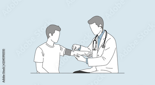 Doctor checking patient's blood pressure, medical checkup, healthcare concept