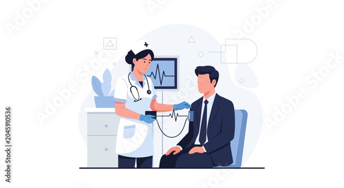 Doctor checking patient's heartbeat with ECG machine, medical examination, healthcare concept