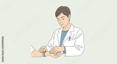Doctor checking patient's pulse, medical examination, healthcare concept