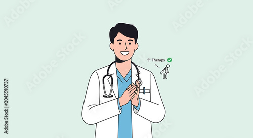 Doctor clapping hands, celebrating success, good health, medical achievement, positive outcome