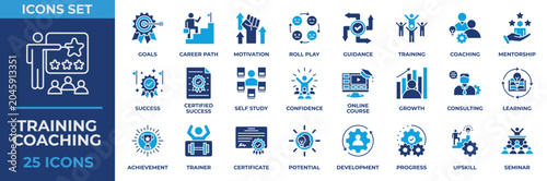 Foto Training Coaching icon collection set