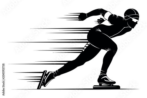Fotografia Inline skating speed silhouette a dynamic athlete in motion with streaks of velo