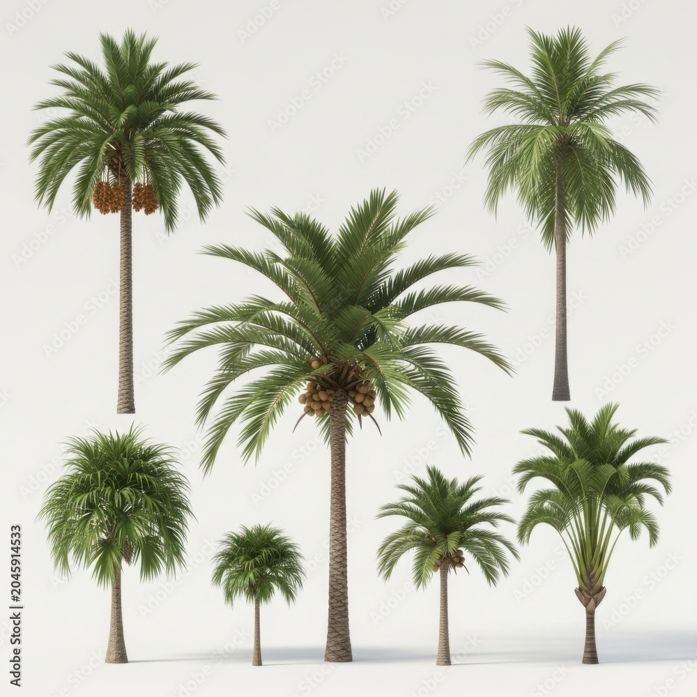 Fototapeta premium tropical palm trees on white background