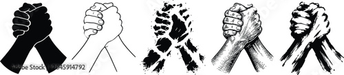 A set of fists in silhouette are shown in eps format for design.