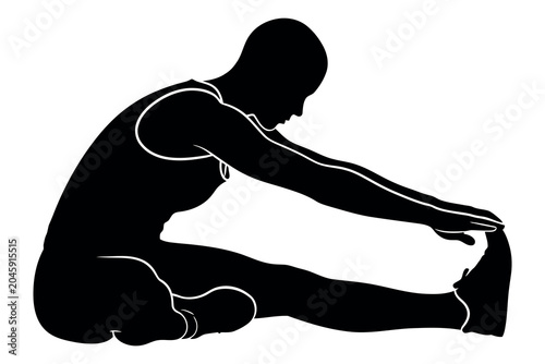 Foto Silhouette of a man stretching a dynamic pose of flexibility and athleticism