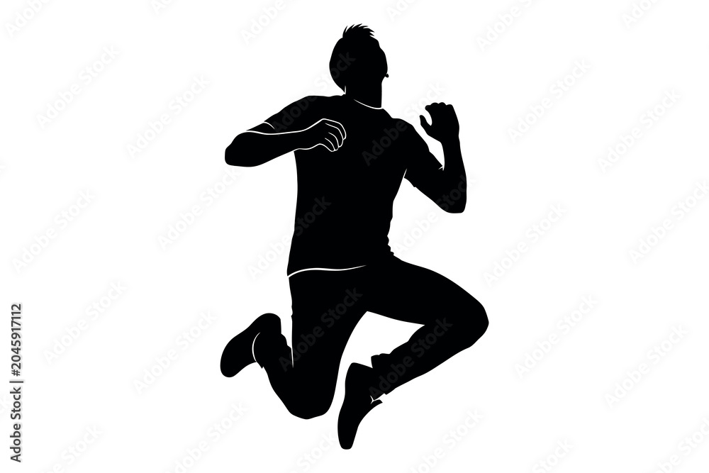 Obraz premium Dynamic silhouette of a person mid jump a powerful representation of movement and energy
