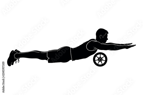 Konstfotografi Ab wheel rollout silhouette a fitness illustration of core strength and exercise