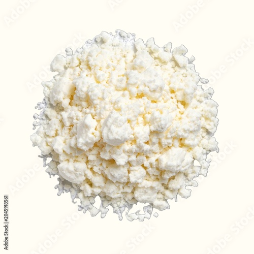 Small Heap of Fresh White Fermented Dairy Kefir Grains Beautifully Isolated Over a White Background