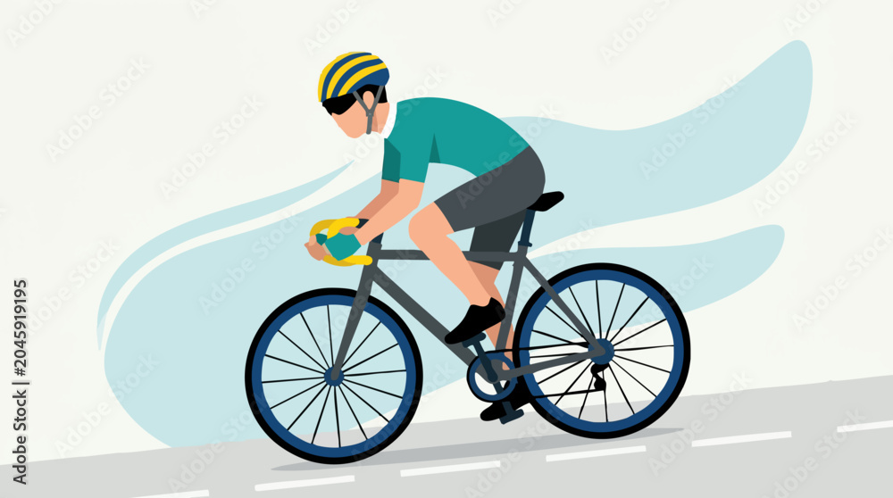 Fototapeta premium Male cyclist riding a road bicycle on an abstract background illustration