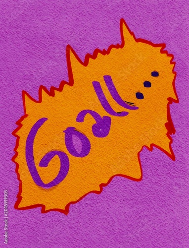 Purple background displaying orange shape with Goall text