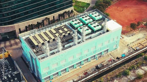 Aerial View Of Data Center Cooling And Power Infrastructure