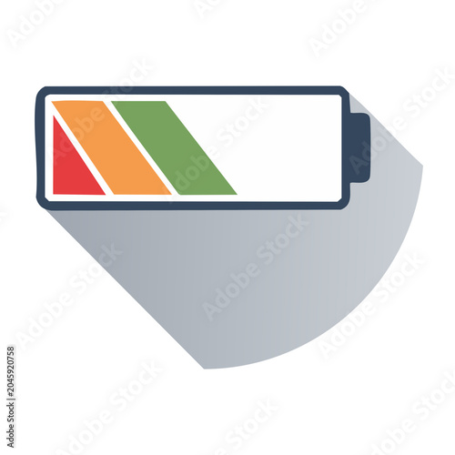 Battery charge indicator icon with long shadow