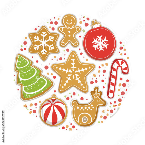 Christmas cookies assortment with festive shapes and colors