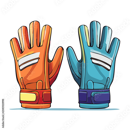 Pair of Goalkeeper Gloves, Orange and Blue