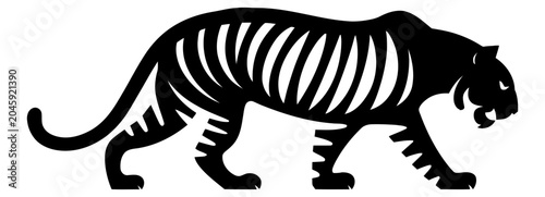 Photos Sleek black tiger vector illustration featuring bold minimalist artistic lines a