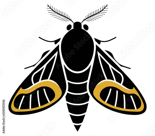 Foto Detailed vector graphic illustration of a stylized moth featuring bold black win