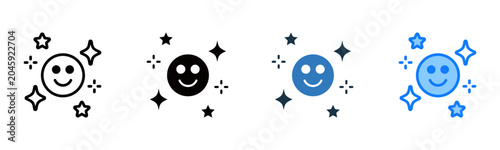 Konstfotografi Emotional Happiness icon multiple style vector illustration