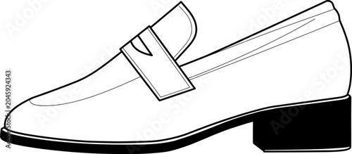 Canvastavla Detailed outline vector illustration of a classic leather loafer shoe for fashion, retail, and footwear design projects in image_41a4bd