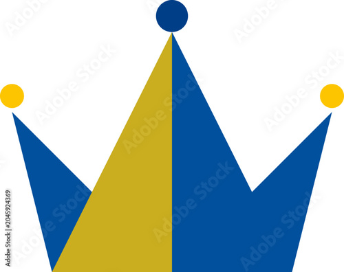 Canvas Print Royal, Blue and Yellow Crown, Vector Crown Icon, Regal Symbol