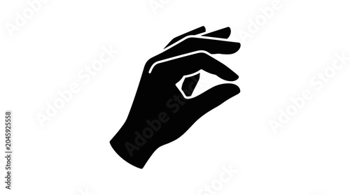 Black hand silhouette pinching or picking gesture icon.