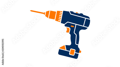 Tableau sur toile Blue and yellow cordless electric drill driver.