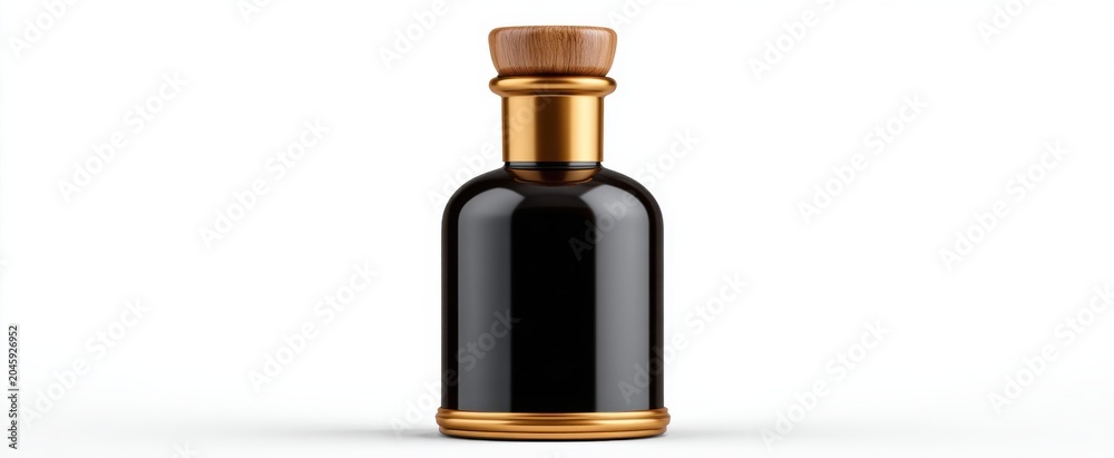 Fototapeta premium Dark balsamic vinegar bottle mockup on white background 3D rendering design
