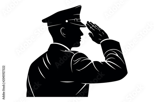 Foto Saluting soldier silhouette a respectful gesture of honor and duty in black and