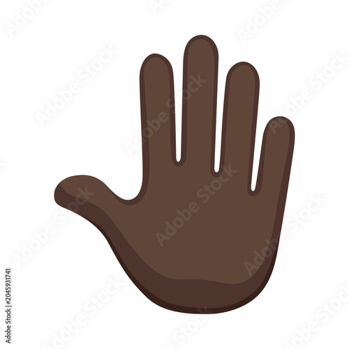 Raised hand, hand sign emoji, hand gesture symbol, vector icon illustration, isolated on transparent background. 