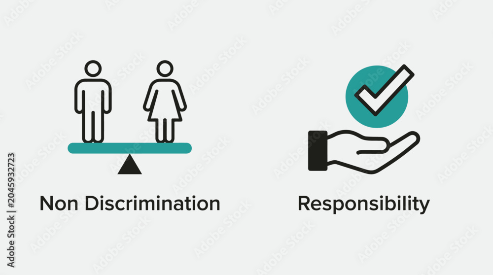 Fototapeta premium Vector graphic illustration Non discrimination and responsibility icons with people and hand