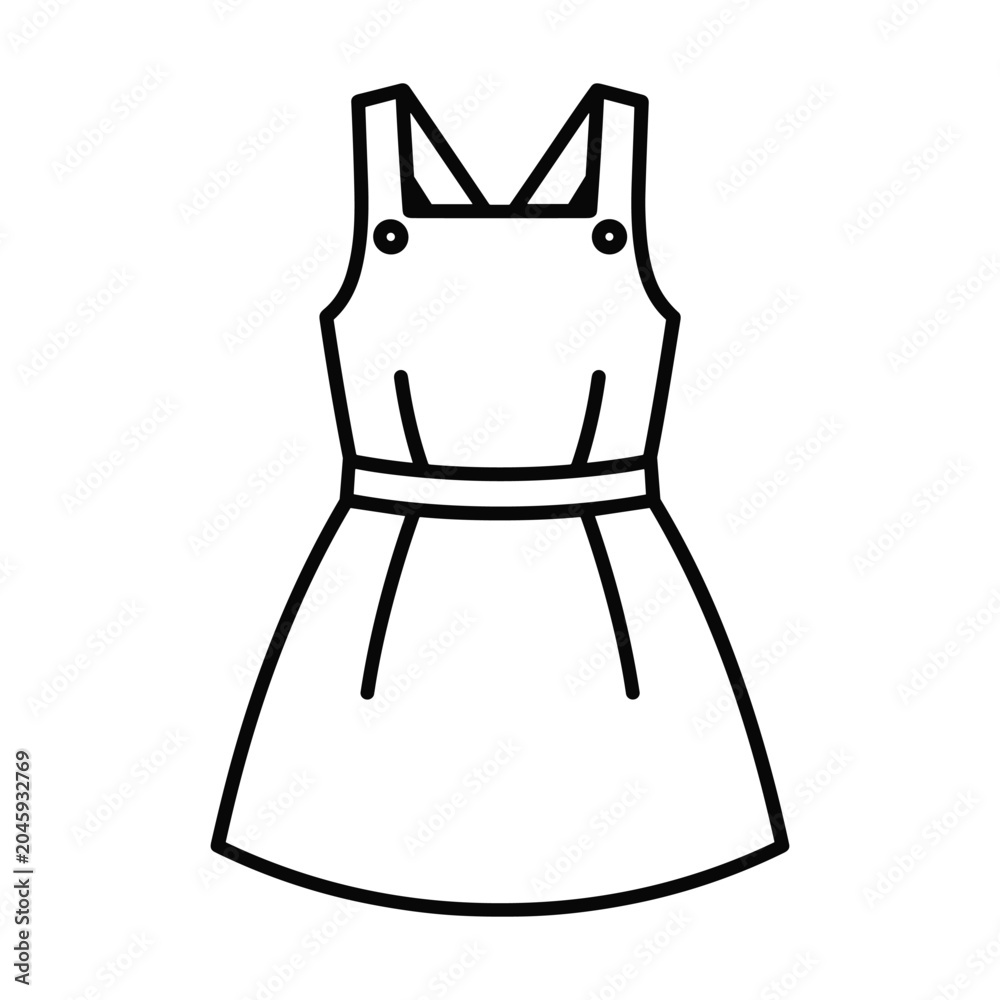 Fototapeta premium Clean vector line art of classic pinafore dress for casual feminine style