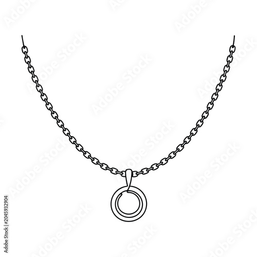 Fotografie Simple gold pendant necklace vector line art icon for jewelry retail and fashion