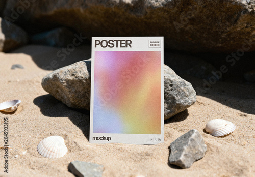 Seaside Poster Mockup – with Seashells Branding Presentation (PSD)