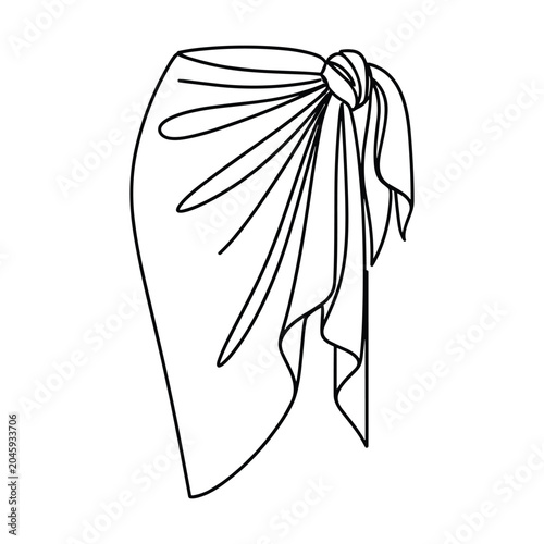 Φωτογραφία Detailed line art icon of elegant sarong with side knot isolated on white backgr