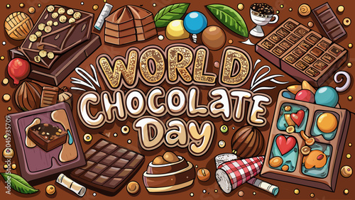 World Chocolate Day, chocolate icons, sweet treats, dessert illustrations