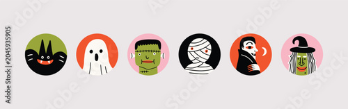 Fotografia Set of funny Halloween handdrawn simple avatars
