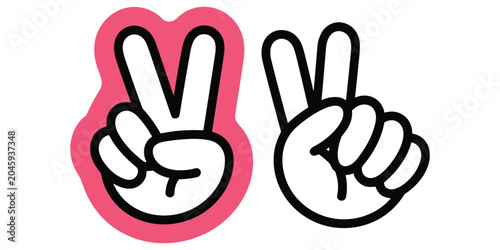 Two hands showing peace sign vector icon linear illustration symbol of victory and hope isolated