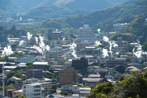 Quadro em tela Steam of Hot Spring Town, Beppu Onsen, Oita, Japan
