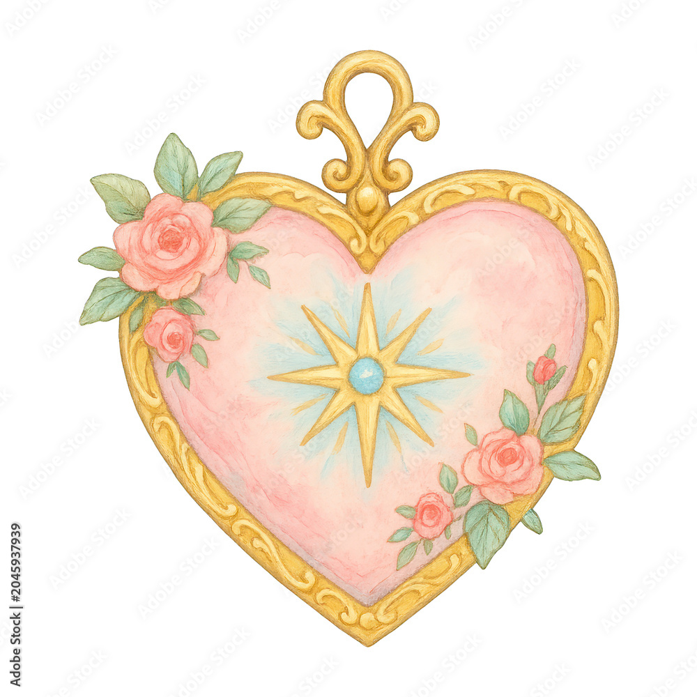 Naklejka premium PNG Romantic floral heart illustration