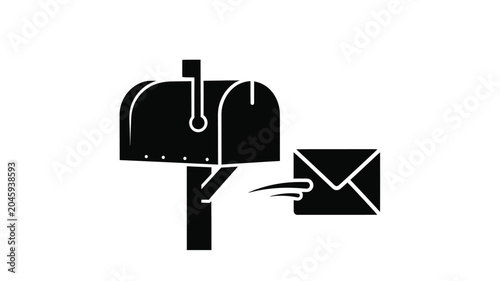 Mailbox And Letter Silhouette A Minimalist Black Graphic